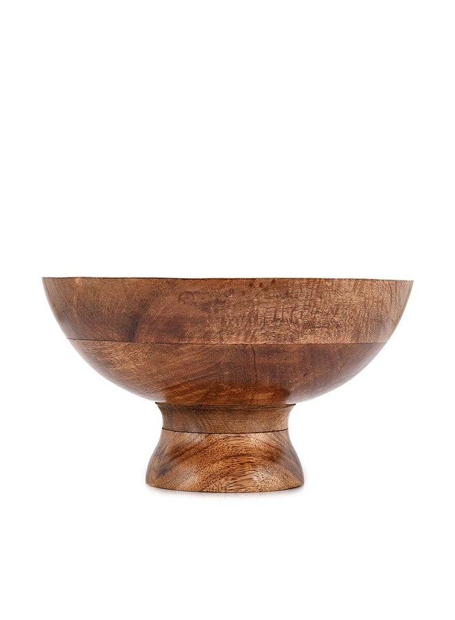 NIRMAN FRUIT BOWL Mango Wood Round Shaped Serving Bowl For Fruit,Dessert Platter Tray Dish Kitchen Dining Fruit,Dessert,Snack (12" x 12" x 5") - Image 3