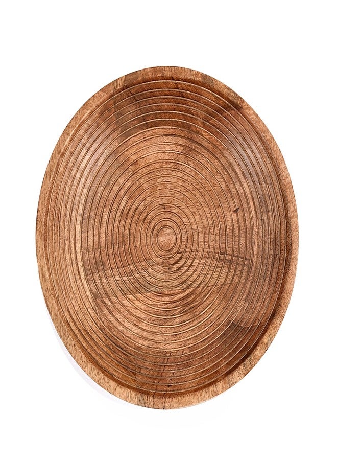 NIRMAN FRUIT BOWL Mango Wood Round Shaped Serving Bowl For Fruit,Dessert Platter Tray Dish Kitchen Dining Fruit,Dessert,Snack (12" x 12" x 5") - Image 4