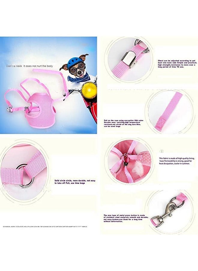 Generic - Puppy Harness And Leash Set - Adjustable Soft Mesh Comfort Fit Harness No Pull No Choke, Kusan Harness - Pink - Image 1