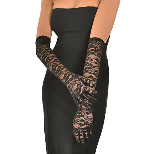 Anzailala Ladies Lace Gloves Full Finger Bridal Lace Gloves for Women - Image 4