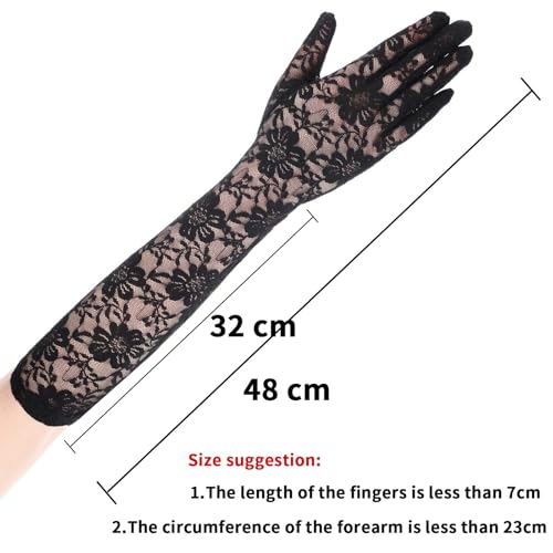 Anzailala Ladies Lace Gloves Full Finger Bridal Lace Gloves for Women - Image 2