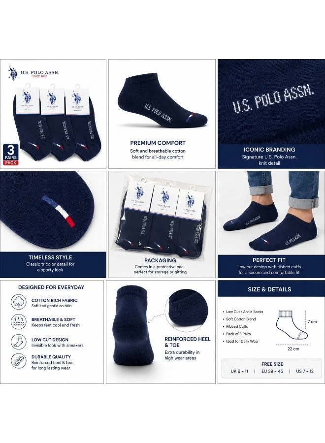 U.S. Polo Assn. NAVY U.S. Polo Assn. Mens Ankle Socks Navy for Men | Best Price UAE