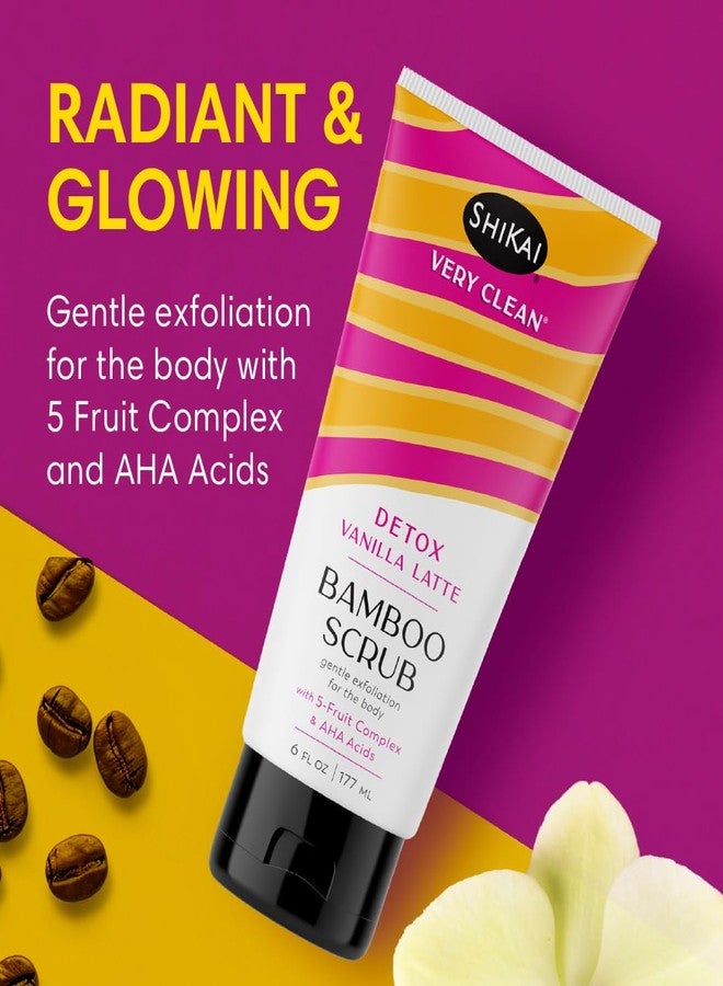 ShiKai Very Clean Bamboo Body Scrub (Detox Vanilla Latte, 6 oz) | Gentle Hydrating & Exfoliating Skin Cleanser | With 5 Fruit Complex & AHA Acids - Image 2