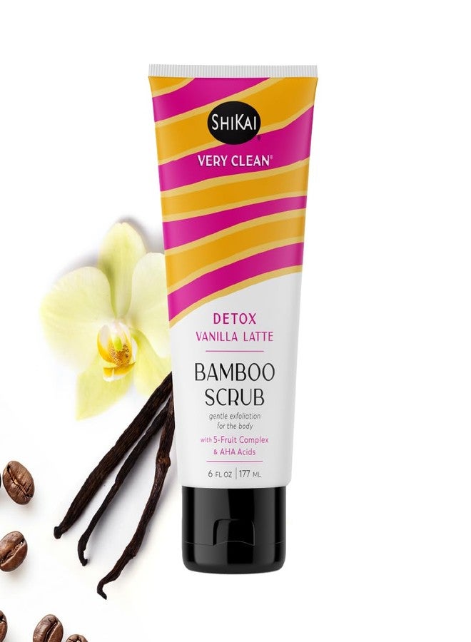ShiKai Very Clean Bamboo Body Scrub (Detox Vanilla Latte, 6 oz) | Gentle Hydrating & Exfoliating Skin Cleanser | With 5 Fruit Complex & AHA Acids - Image 1