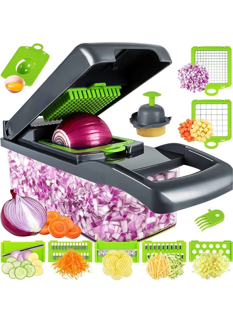 Vegetable Chopper, Pro Onion Chopper, Multifunctional 13 in 1 Food Chopper, Kitchen Vegetable Slicer Dicer Cutter,Veggie Chopper With 8 Blades,Carrot and Garlic Chopper With Container - Image 1