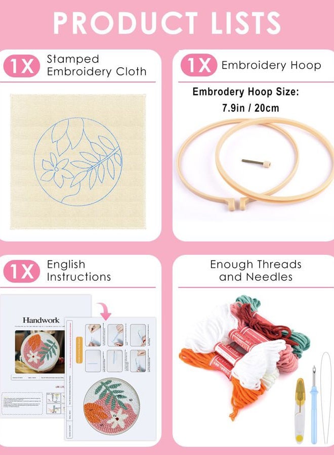 TINDTOP Punch Needle Kits, Punch Embroidery Kits for Adults Beginner, Tool with Punch Needle Fabric, Hoops, Yarns and Sewing Needles - Image 2