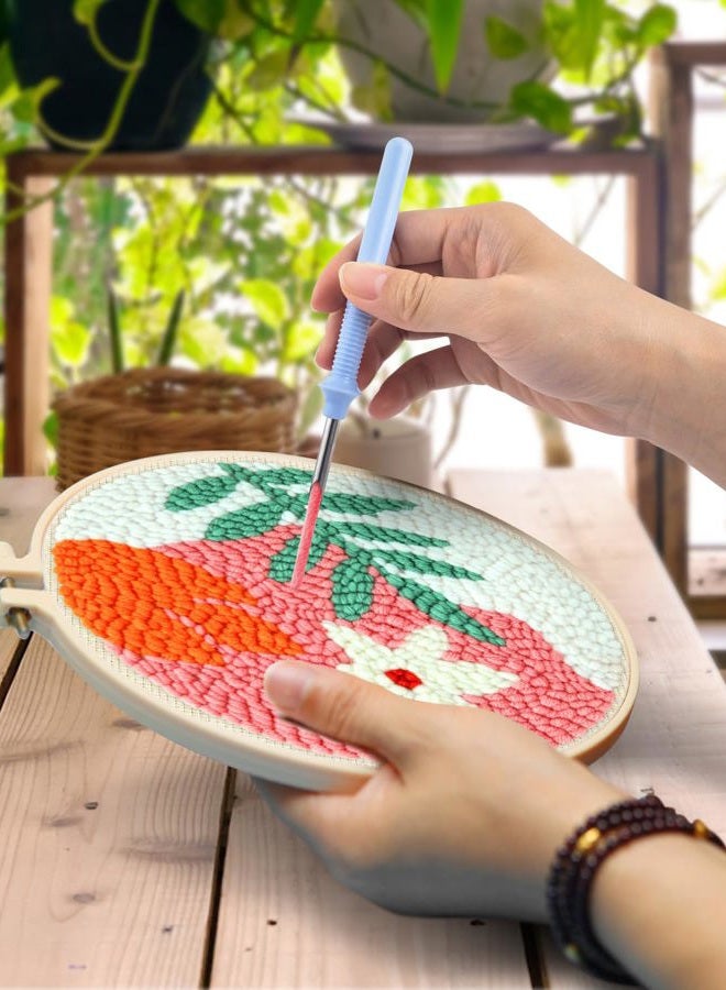 TINDTOP Punch Needle Kits, Punch Embroidery Kits for Adults Beginner, Tool with Punch Needle Fabric, Hoops, Yarns and Sewing Needles - Image 4