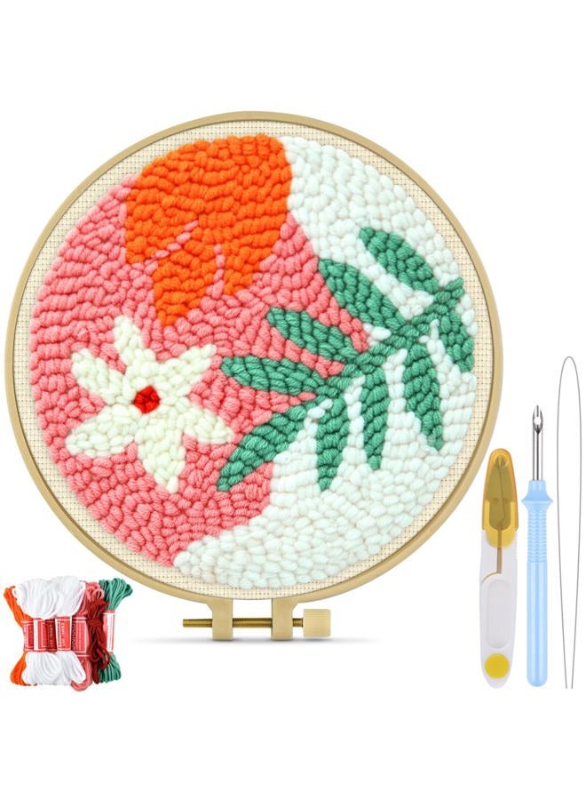 TINDTOP Punch Needle Kits, Punch Embroidery Kits for Adults Beginner, Tool with Punch Needle Fabric, Hoops, Yarns and Sewing Needles - Image 1