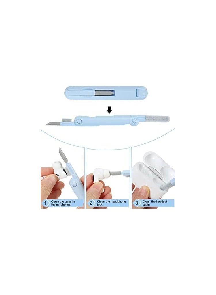 7 in 1 Multifunctional Cleaning Tool, Earphones Cleaner Kit for AirPods, Keyboard Cleaning Brush, Portable Electronics Cleaning Kit for Laptop, PC, Keyboard, Earphones, Cell Phone(blue) - Image 3