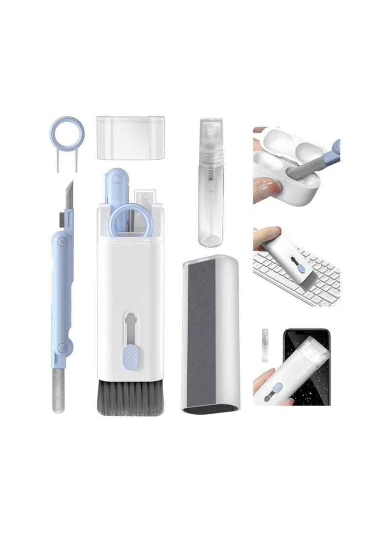 7 in 1 Multifunctional Cleaning Tool, Earphones Cleaner Kit for AirPods, Keyboard Cleaning Brush, Portable Electronics Cleaning Kit for Laptop, PC, Keyboard, Earphones, Cell Phone(blue) - Image 1