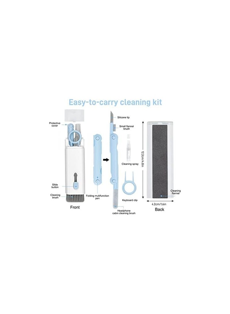 7 in 1 Multifunctional Cleaning Tool, Earphones Cleaner Kit for AirPods, Keyboard Cleaning Brush, Portable Electronics Cleaning Kit for Laptop, PC, Keyboard, Earphones, Cell Phone(blue) - Image 2