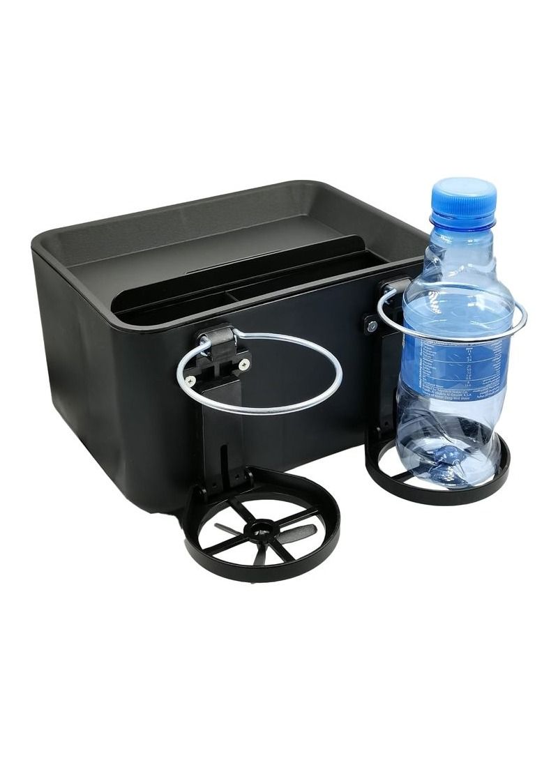 MOB Car Arm Rest Drink Holder Cup Holder, Multifunction Car Armrest Storage Box Organizer Black With Silver - Image 5