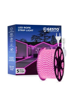 Gesto 5 Meter Rope Led Strip Lights – Outdoor Lights Waterproof for Balcony Decoration,Home Decor & Interior Decoration | Decorative Lights for Diwali Decoration,Cove Light for Ceiling (Pink)