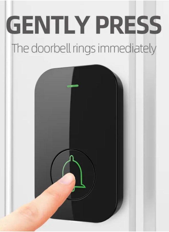 VarietyVoyageD - Waterproof Wireless Doorbell with LED Flash, Over 1000 Feet Range, 60 Sounds and 5 Levels of Volume, Cordless Doorbell for Home, Office, Apartment, Hotel, Warehouse and Anti-Theft Black 2 transmitters, 1 receiver - Image 1