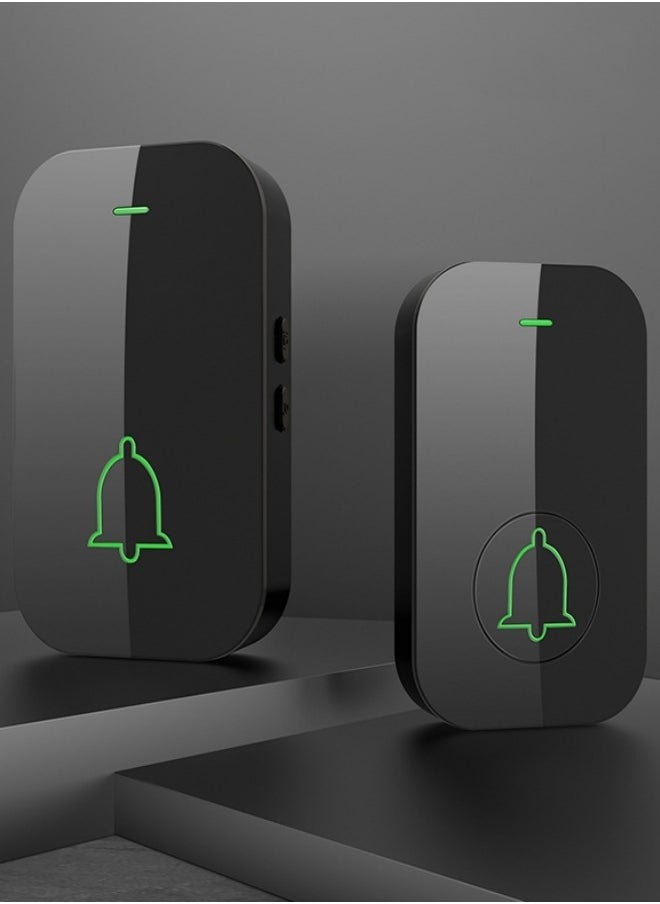 VarietyVoyageD - Waterproof Wireless Doorbell with LED Flash, Over 1000 Feet Range, 60 Sounds and 5 Levels of Volume, Cordless Doorbell for Home, Office, Apartment, Hotel, Warehouse and Anti-Theft Black 2 transmitters, 1 receiver - Image 1