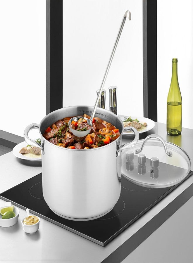 GreatChef قدر طهي من الفولاذ المقاوم للصدأ من جريت شيف، بمقبض مثبت بمسامير، وعاء شديد التحمل، متوافق مع جميع أنواع المواقد الحثية، آمن للاستخدام في غسالة الصحون والفرن (سعة 8 كوارت + مغرفة). - Image 5