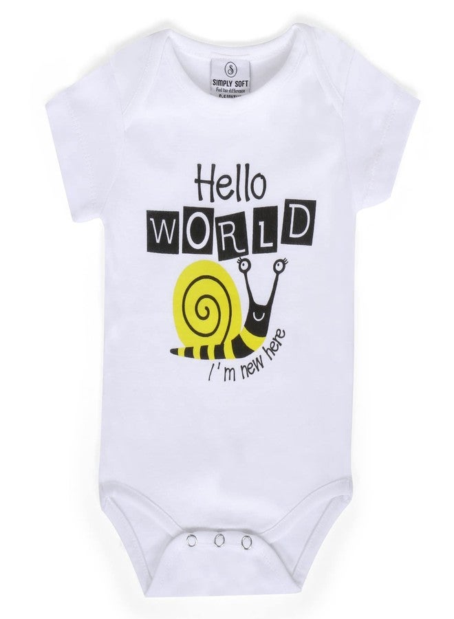 Simply Soft Baby Onesie for Newborn to 12 Months,Soft Cotton Bodysuit with “Hello World” Print - 220 GSM | Unisex | Comfortable & Breathable baby clothes - Image 1