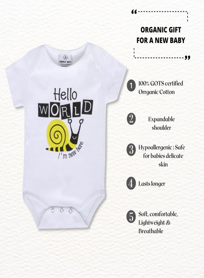 Simply Soft Baby Onesie for Newborn to 12 Months,Soft Cotton Bodysuit with “Hello World” Print - 220 GSM | Unisex | Comfortable & Breathable baby clothes - Image 2