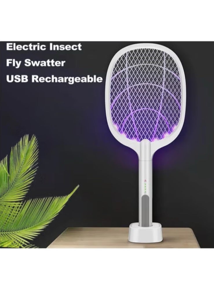 مضرب كهربائي 2 في 1 قابل للشحن بمنفذ USB أبيض 54x5x22سم - Image 4