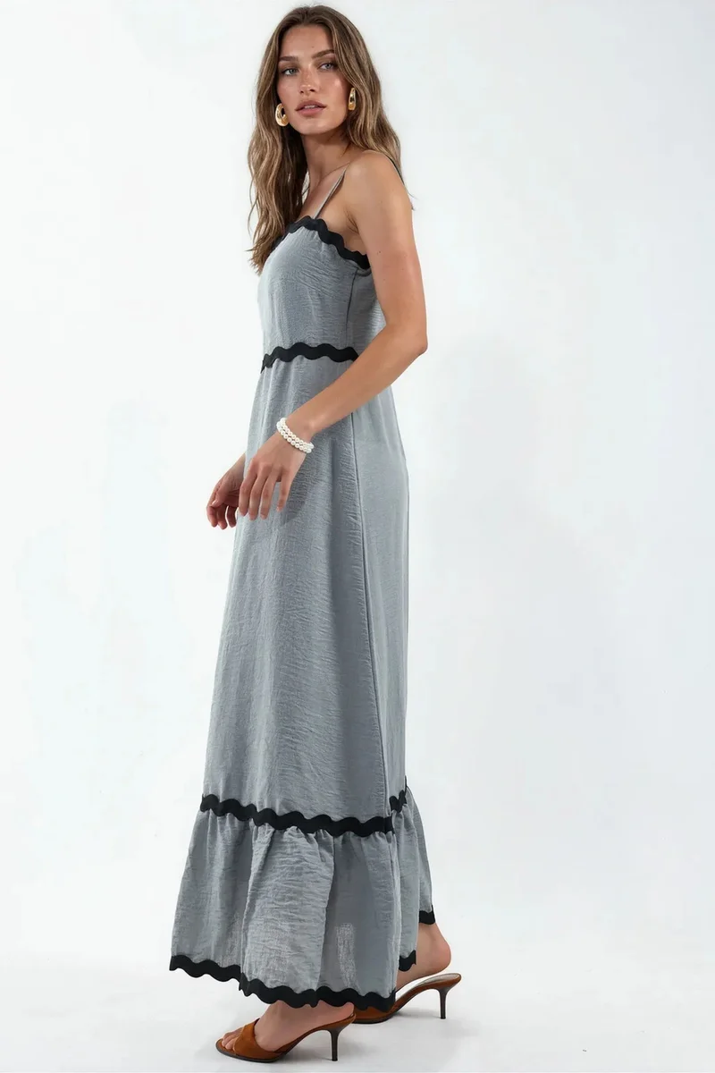 جينيفر Strapless Linen Maxi Dress