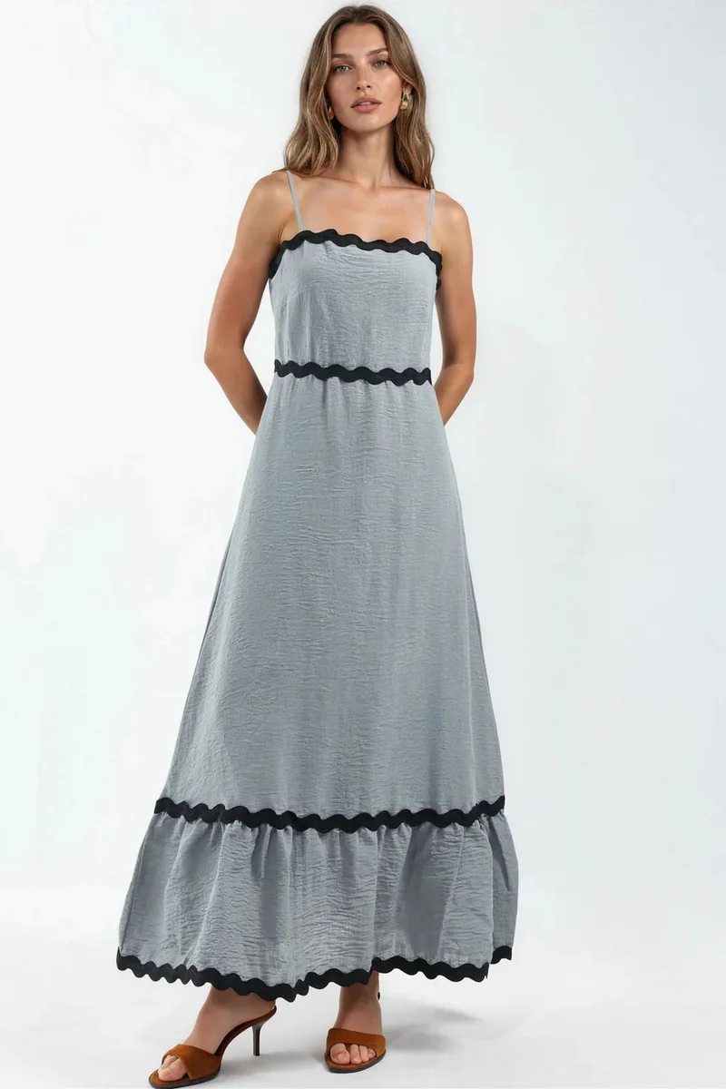 جينيفر Strapless Linen Maxi Dress