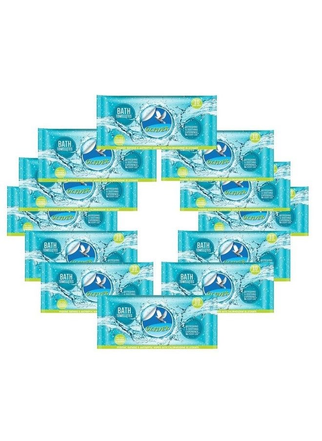 GLIDER - Body Cleansing Wet Bed Bath Wipes For Adults ; Large Rinse Free Body Cleansing Wipes ; Aloe Vera & Vitamins ; Cleanse & Protect (Pack Of 12 (120 Count)) - Image 1