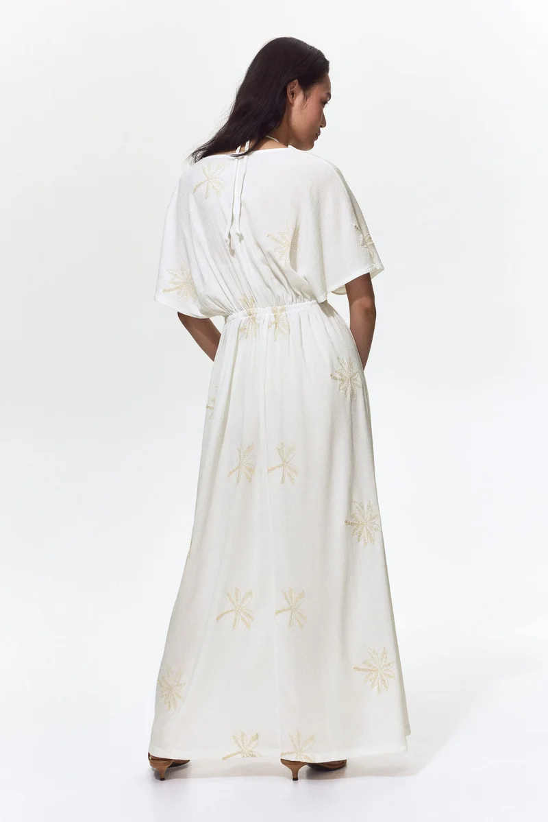 H&M Embroidered drawstring dress