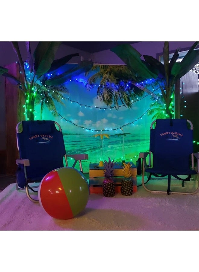 8x6ft Summer Island Scene Photography Backdrop Beach Sea Palm Hawaiian Themed Birthday Party Banner Decorations Photo Background Photo Booths Studio Props Wedding Supplies