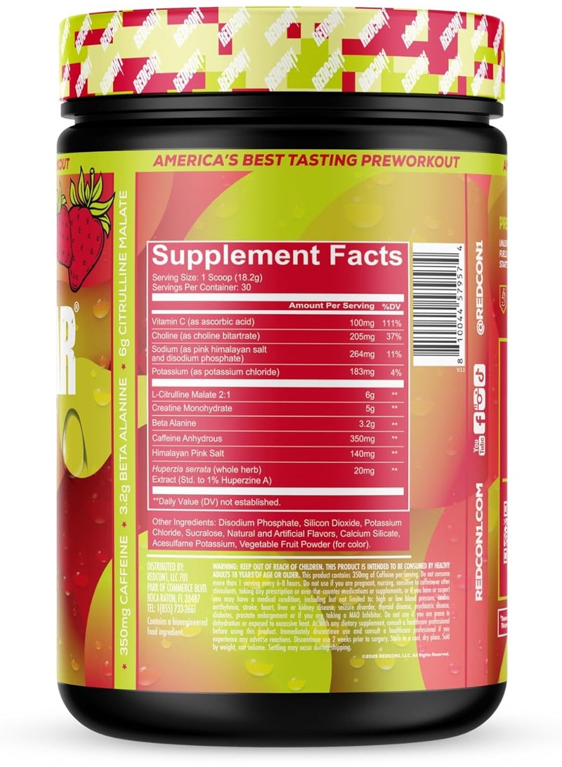 REDCON1 Total War Reloaded Pre Workout Powder, Strawberry Kiwi - Creatine, Beta Alanine + L-Citrulline Malate Keto Friendly for Men & Women with 350mg of Caffeine - Fast Acting (30 Servings) - Image 3