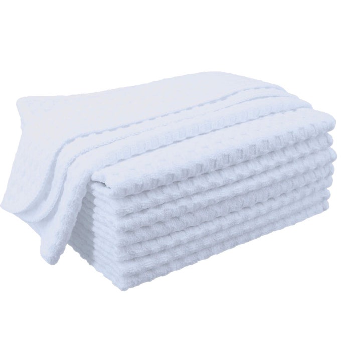 ULTRA PREMIUM MICROFIBER KITCHEN DISH CLOTH WAFFLE WEAVE 8 PACK 12X12 IN WHITE