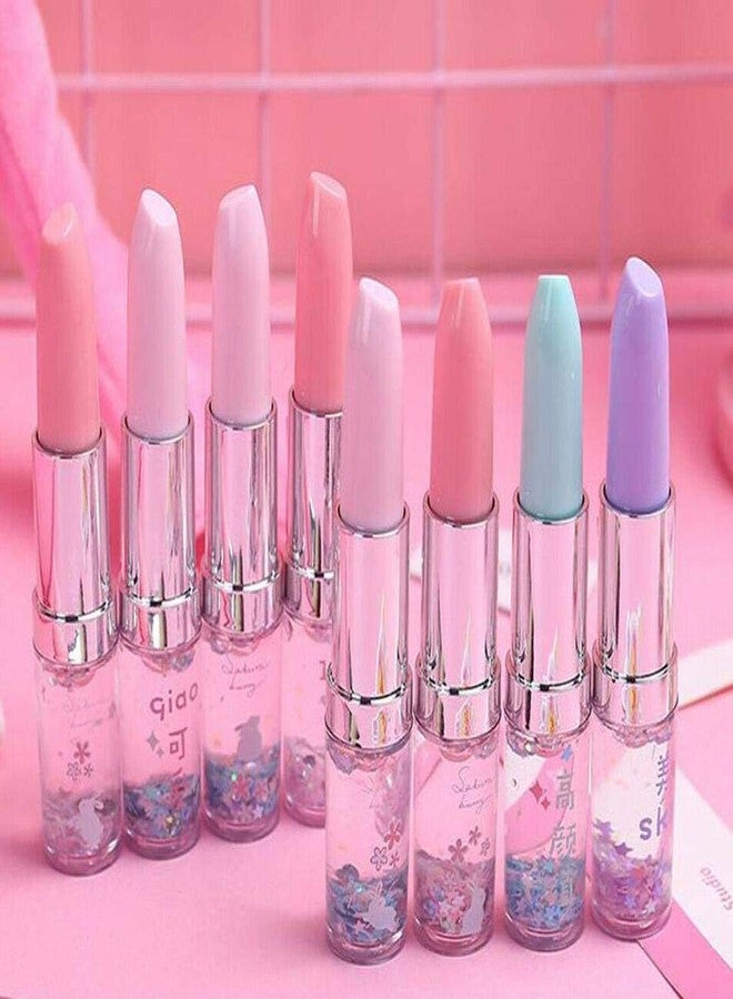 Neel Toy Glitter Lipstick Gel Makeup Artist Blue Pen For Kids Beauty Plastic Cute Gel Pens (8 Pcs) Best Birthday Gift Return Gift - Image 1