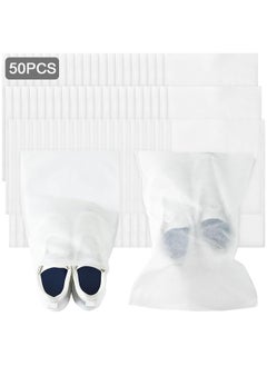 Generic 50Pcs Non-Woven Dust Proof Travel Shoe Bags, Drawstring Shoe Storage Bags, Bask Shoe Bags, Dust Bags for Purses and Handbags Storage, Shoe Travel Bags for Packing, Home Closet Organizer Dust Cover  - Image 1