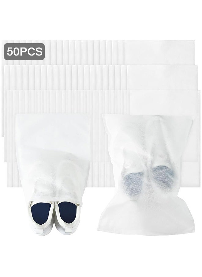 Generic 50Pcs Non-Woven Dust Proof Travel Shoe Bags, Drawstring Shoe Storage Bags, Bask Shoe Bags, Dust Bags for Purses and Handbags Storage, Shoe Travel Bags for Packing, Home Closet Organizer Dust Cover  - Image 1