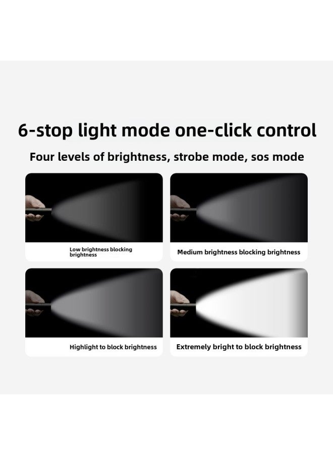 Strong Light Flashlight Zoom Outdoor Camping Style Super Bright Multi-function Rechargeable Bicycle Home Portable Lighting-Product Specifications:Extremely Strong Light Zoom Flashlight Black  - Image 5