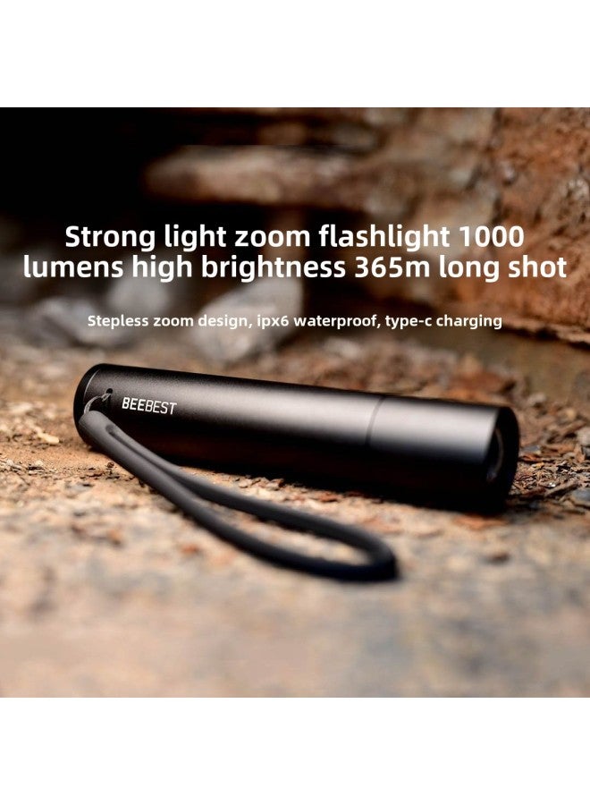 Strong Light Flashlight Zoom Outdoor Camping Style Super Bright Multi-function Rechargeable Bicycle Home Portable Lighting-Product Specifications:Extremely Strong Light Zoom Flashlight Black  - Image 3