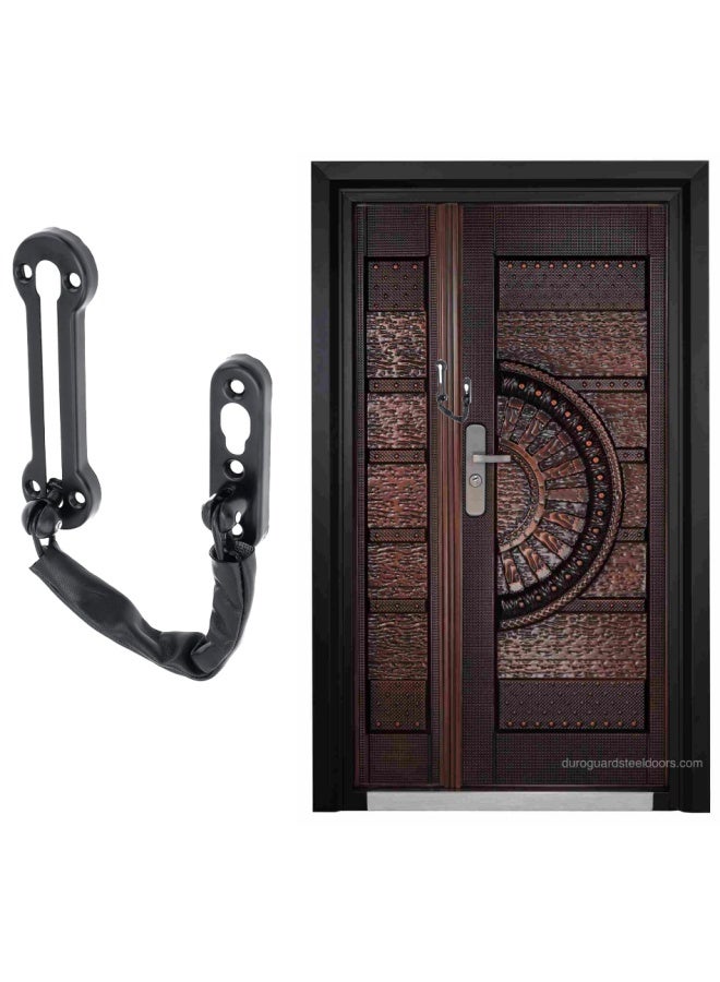 ROBUSTLINE Zinc Door Chain Guard Heavy Matt Black With Spring Anti Theft Press Lock Punch Free Door Chain Lock Bedroom Home Apartment Hotel Security Door Sliding Safety Chain Lock Stainless Steel Easy D3805  - Image 1