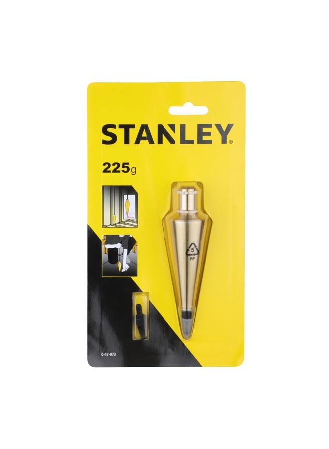 Stanley 0-47-973 Brass Plumb Bob, Gold, 225 g - Image 1