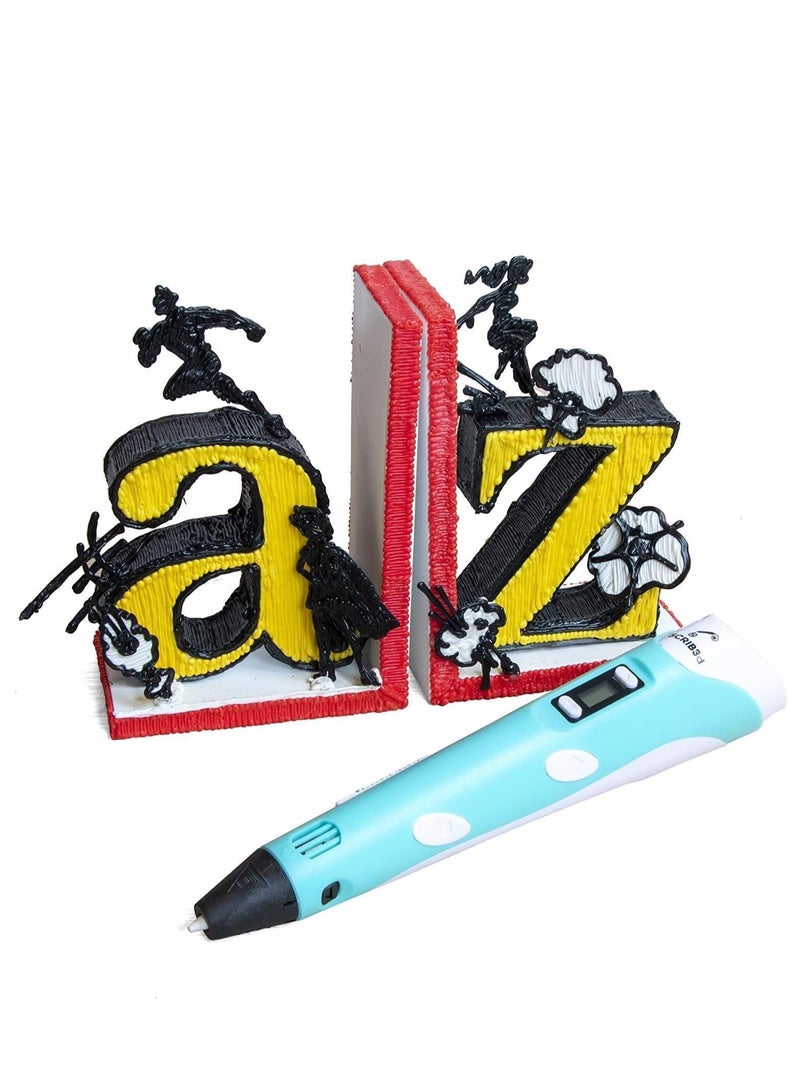 3D Printing Pen with Display - Includes 3D Pen, 3 Starter Colors of PLA Filament, Stencil Book + Project Guide, and Charge  - Image 4