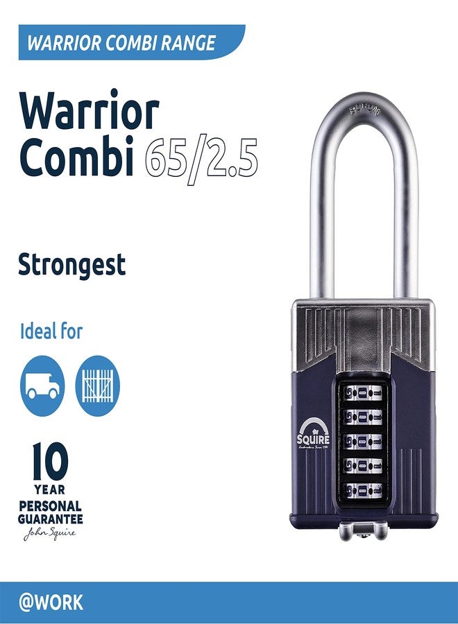 Squire Henry Squire Warrior 5 Wheel Long Shackle Combination Padlock, 65 mm (Length), Blue - Image 4