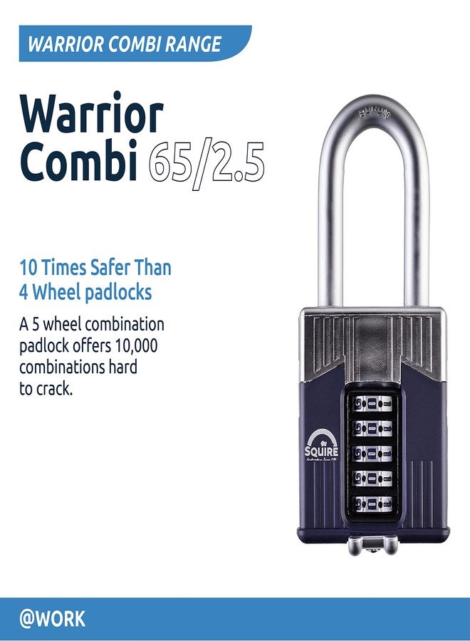 Squire Henry Squire Warrior 5 Wheel Long Shackle Combination Padlock, 65 mm (Length), Blue - Image 3
