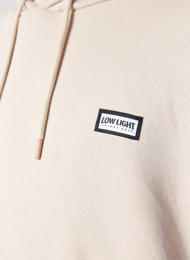 trendyol Beige Oversize/Wide Cut Label Detailed Color Block Fleece/Warm Sweatshirt - Image 4