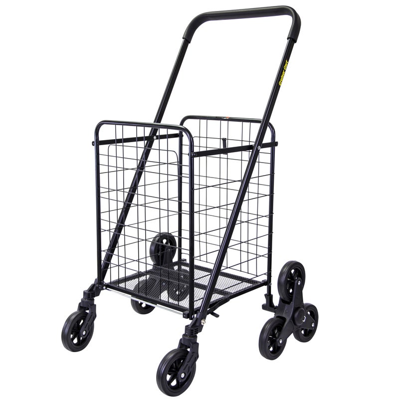dbest products dbest products Stair Climber Cruiser Cart Shopping Grocery Rolling Folding Laundry Basket on Wheels Foldable Utility Trolley Compact Lightweight Collapsible Black