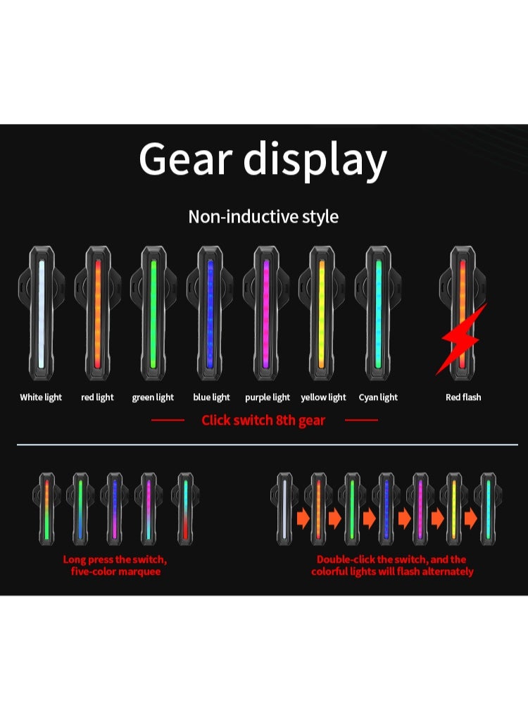 ZONIX Smart Brake-Sensing Bike Tail Light, Auto Warning Light when Braking, 9 RGB Modes, USB-C Fast Charge, IPX4 Waterproof, Digital Battery Indicator for Road, Mountain & Night Cycling - Image 3