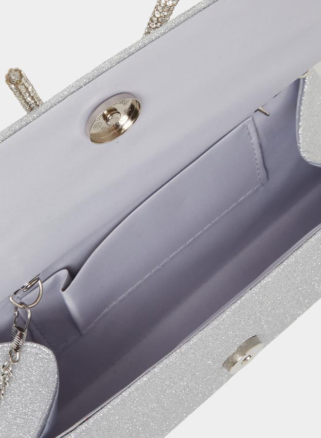Styli Styli Embellished Metallic Ribbon Detail Clutch with Removable Chain Strap  - Image 4