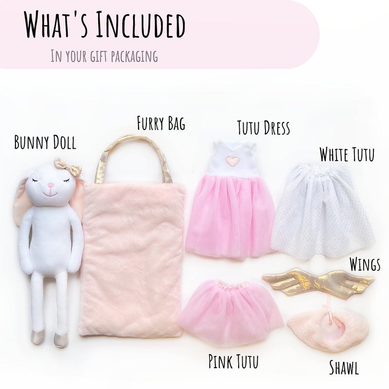 Perfectto Design Bunny Ballerina Stuffed Animal for Girls Plush Toy Doll  Cute Doll Set Dress Up for 3 4 5 Year Old Girl  Gift for Little Girl Birthday Christmas Age 39 - Image 3
