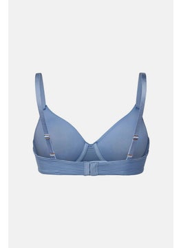Tchibo Women Plain Underwired Non Padded Bra, Light Blue  - Image 3