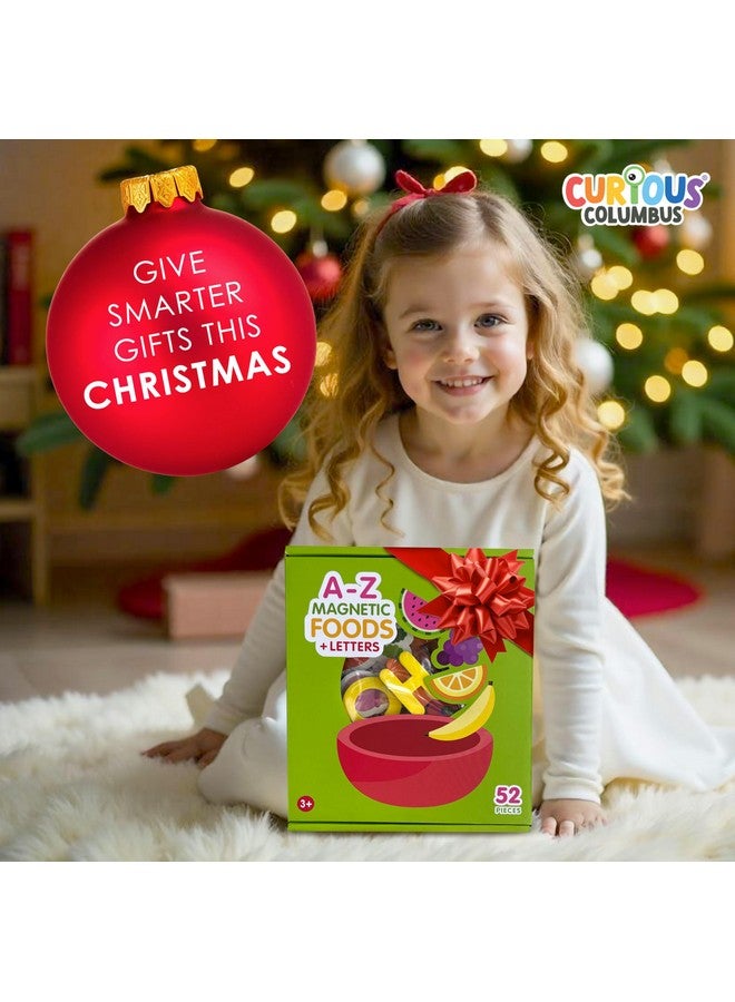 كيوريس كولومبوس مغناطيس ثلاجة للأطفال الصغار - مغناطيس تعليمي للأطفال الصغار - مجموعة من 52 مغناطيسًا للأطفال الصغار - 26 مغناطيسًا كبيرًا من الفوم للطعام + 26 مغناطيسًا لأحرف الأبجدية - مغناطيس ثلاجة ممتع للأطفال - Image 2