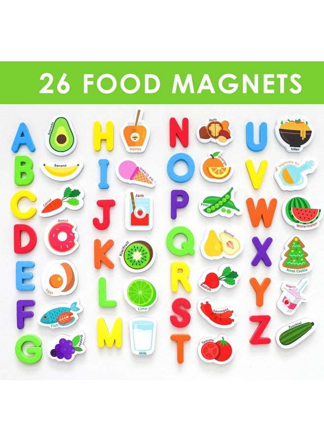 كيوريس كولومبوس مغناطيس ثلاجة للأطفال الصغار - مغناطيس تعليمي للأطفال الصغار - مجموعة من 52 مغناطيسًا للأطفال الصغار - 26 مغناطيسًا كبيرًا من الفوم للطعام + 26 مغناطيسًا لأحرف الأبجدية - مغناطيس ثلاجة ممتع للأطفال - Image 4