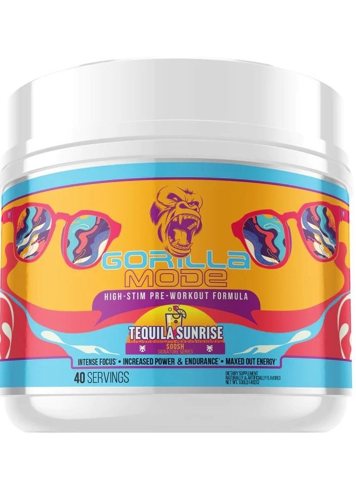 Gorilla Mind - Mode High Stim Pre workout Tequila Sunrise - 40 Servings 482g - Image 1