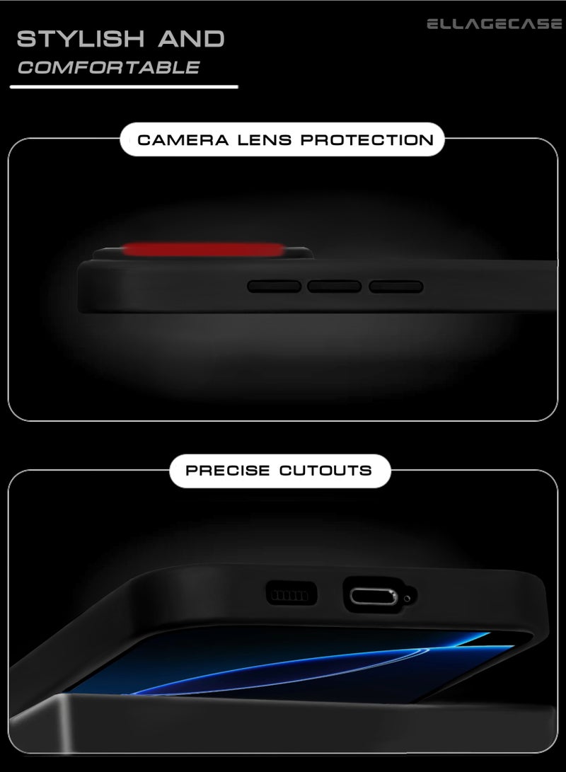 ELLAGECASE Black Stylish Case for Samsung Galaxy S25, Solid Camera Protection, Shockproof, Enhanced Protection, Compatible with MagSafe and Wireless Charging - Image 4